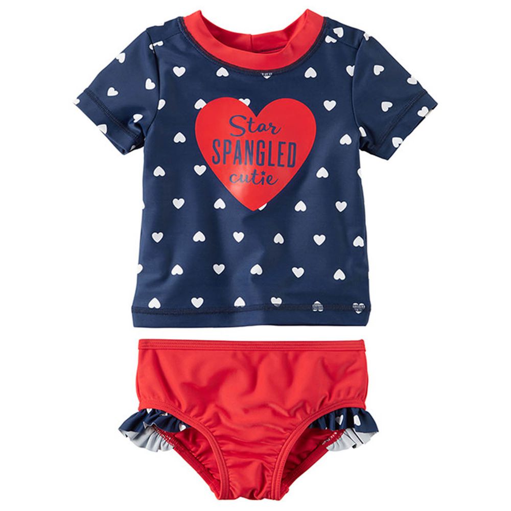 美國 Carter's - 嬰幼兒短袖泳裝-紅色的愛 (12M)