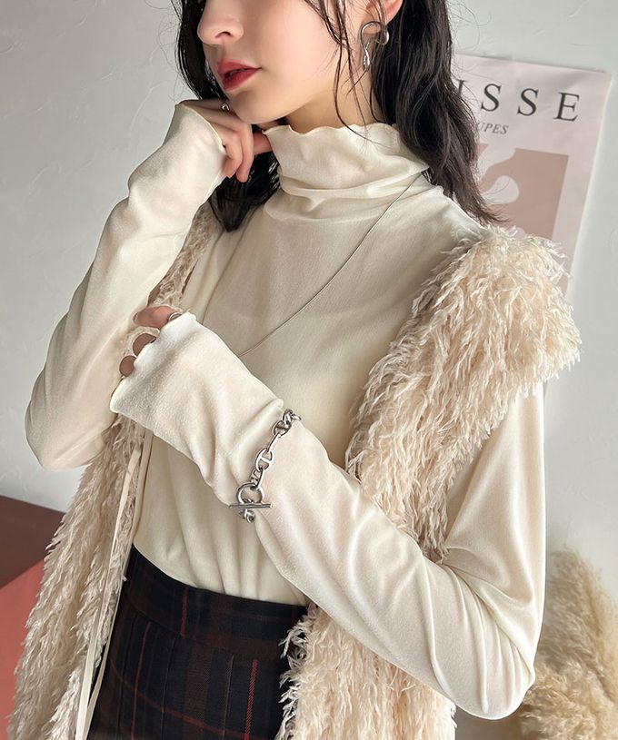 日本 Classical Elf - 微光澤木耳高領層次穿搭薄上衣-灰