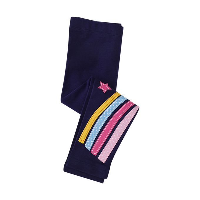 Jumping meters - 休閒腰鬆緊內搭褲-獨角獸與流星-深藍色