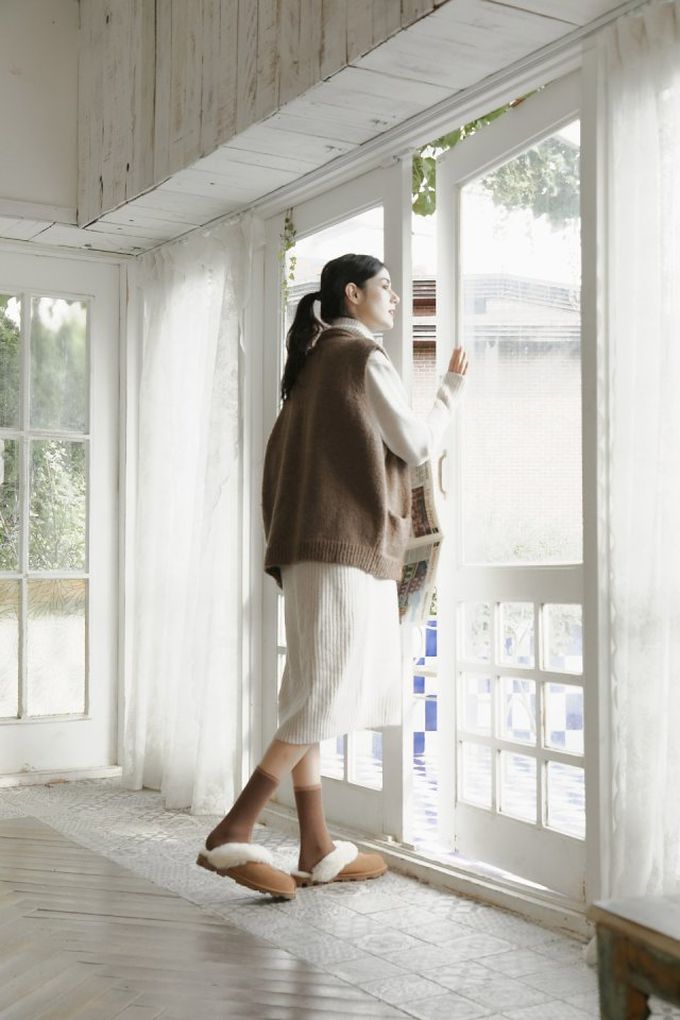 韓國Marian - 撞色百搭中筒襪-黑色 (Free)