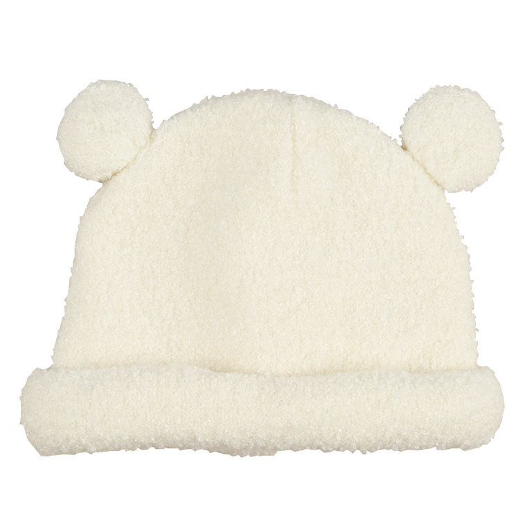 akachan honpo - 針織帽 柔軟、毛茸茸-小熊-米白色 (42~46cm)