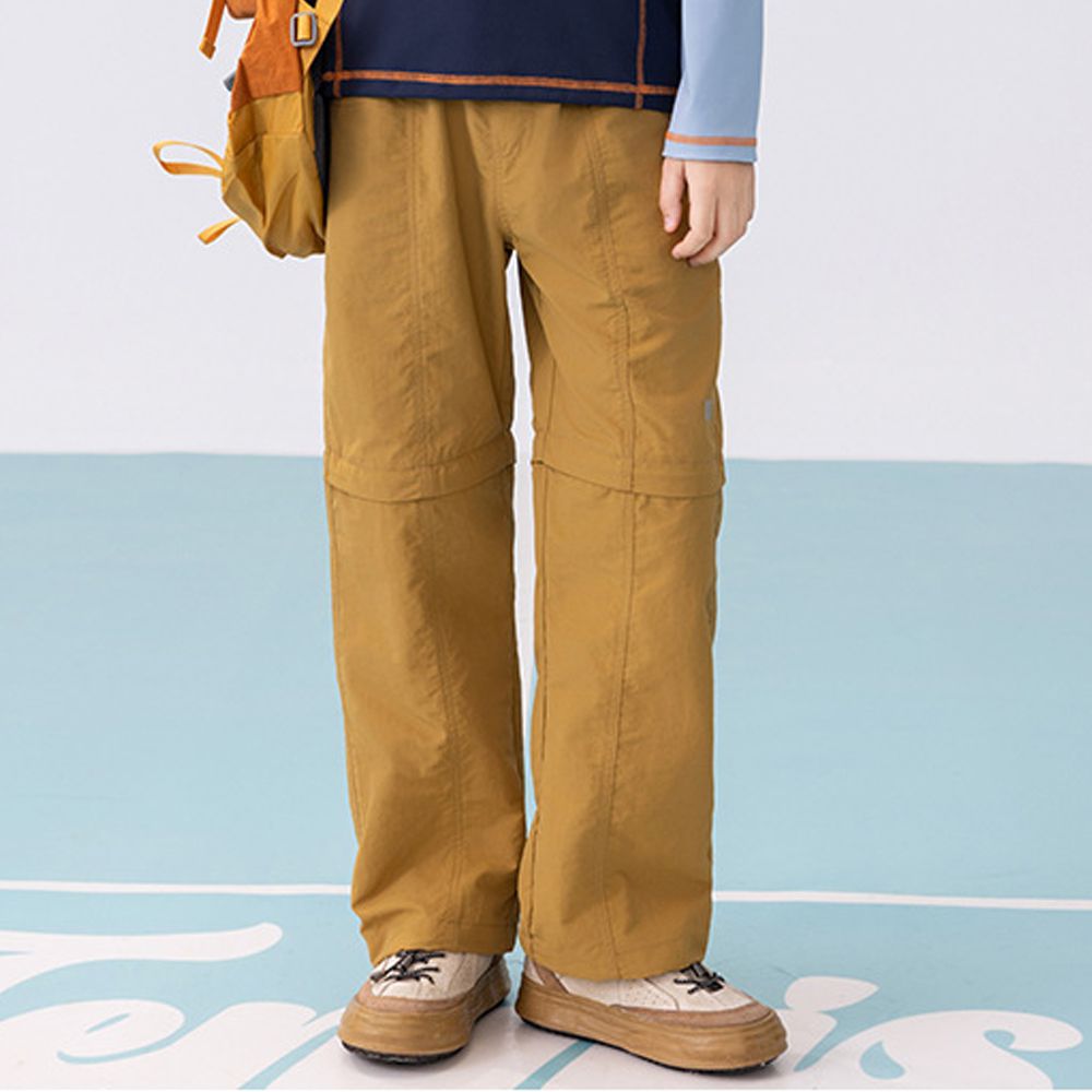 2WAY防潑水速乾休閒長褲/短褲-黃色