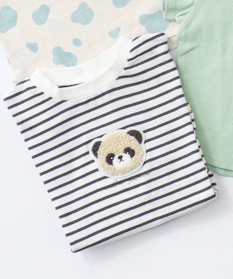 日本 apres les cours - 立體刺繡印花短袖上衣-冰棒-袖撞色