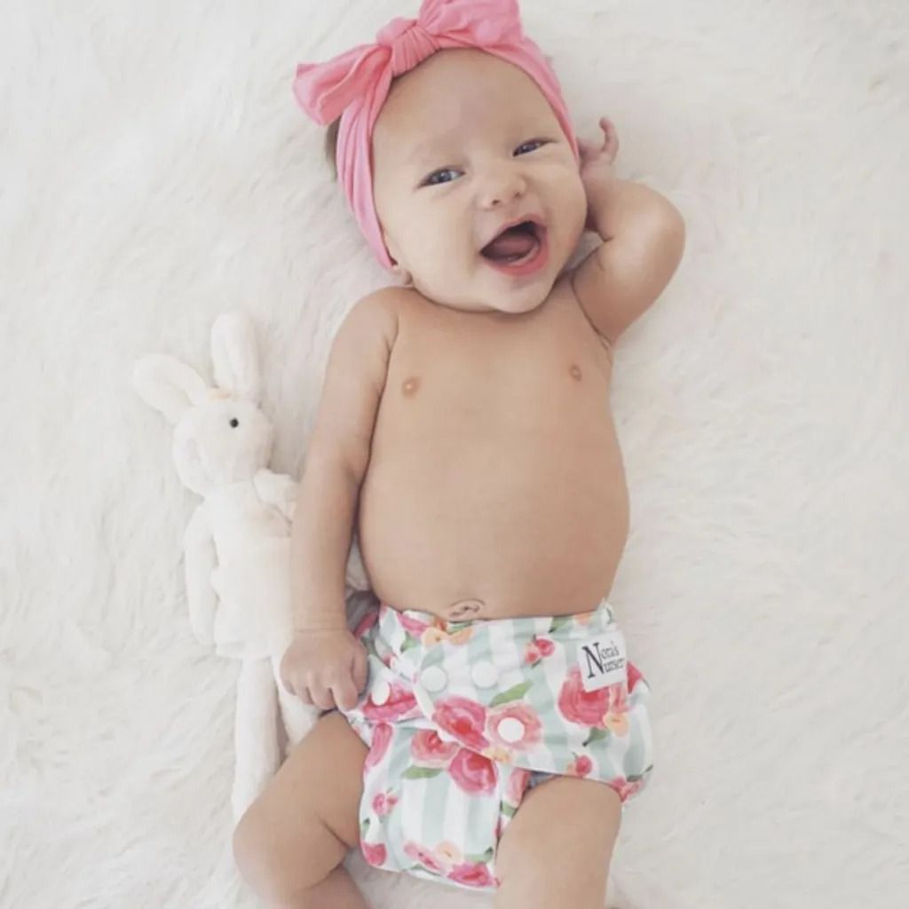 Nora's Nursery - 成長型口袋式布尿布-7件組 送收納袋 附尿墊-完美牡丹 (4.5~16公斤)