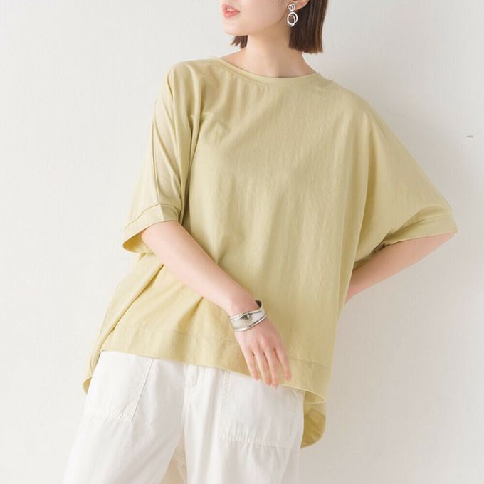 日本 OMNES - 接觸涼感 嫘縈寬鬆短袖上衣-黑底白點