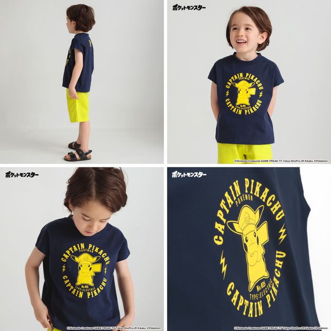 日本 BRANSHES - [限量]寶可夢印花法式袖上衣-烈空坐-黑