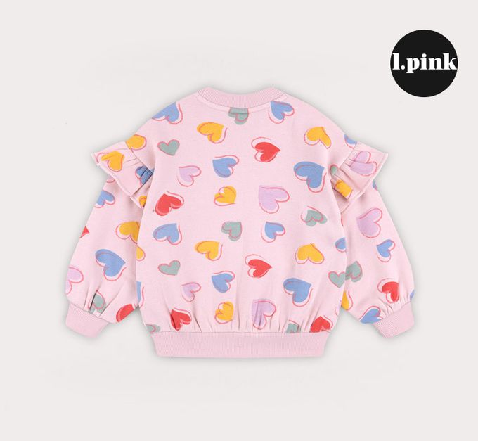 韓國 HEJMINI - (內刷毛)LOVE滿版心紋長袖上衣-粉