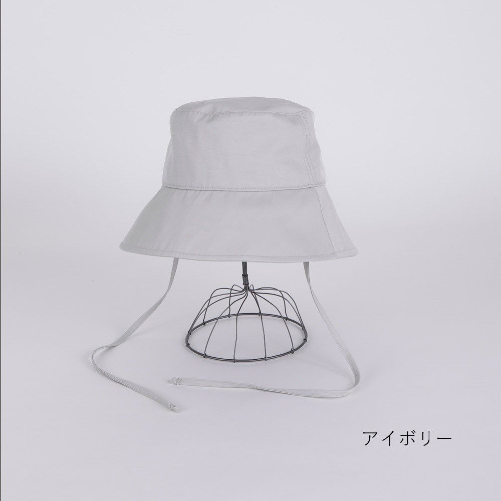 日本女裝代購 - 可折疊 抗UV防潑水綁帶遮陽帽-檸檬黃 (F(頭圍58cm))