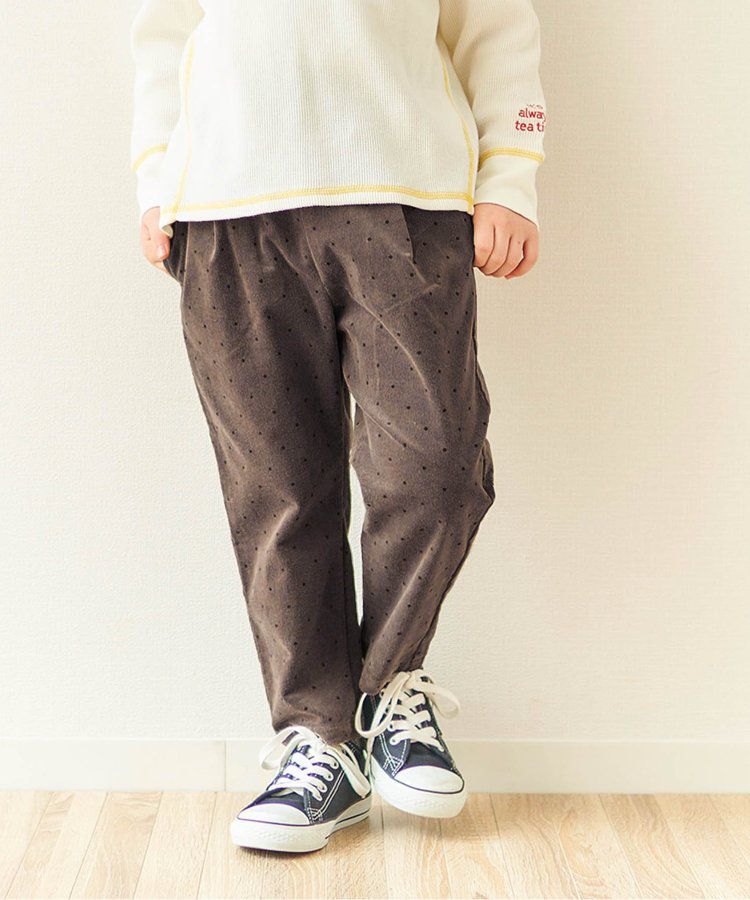 日本 apres les cours - 百搭彈力燈芯絨休閒長褲-水藍