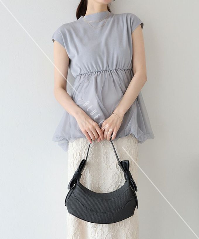 日本 BLUE EAST - 可愛雙蝴蝶結時尚紋理肩背小包-黑