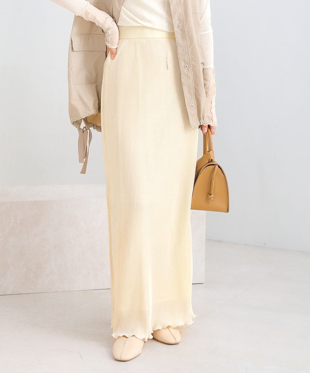 日本 Bab - 2WAY細摺拼接百搭長裙-淺灰