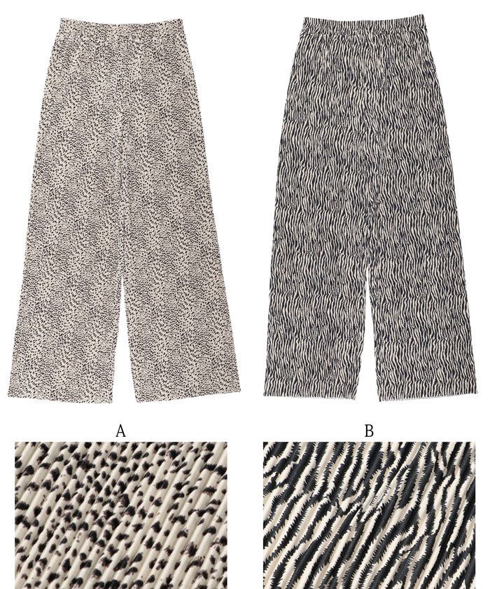 日本 COCA - 透氣印花修身寬褲-豹紋