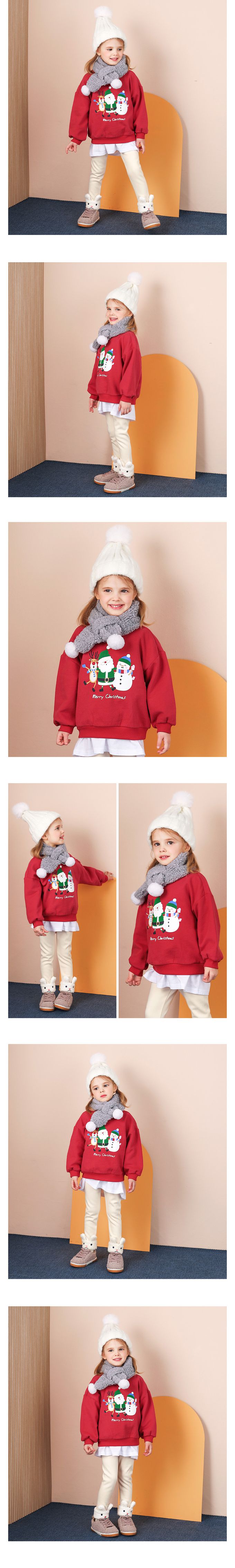 韓國 WALTON kids - (內磨毛)聖誕節節慶長袖上衣-紅