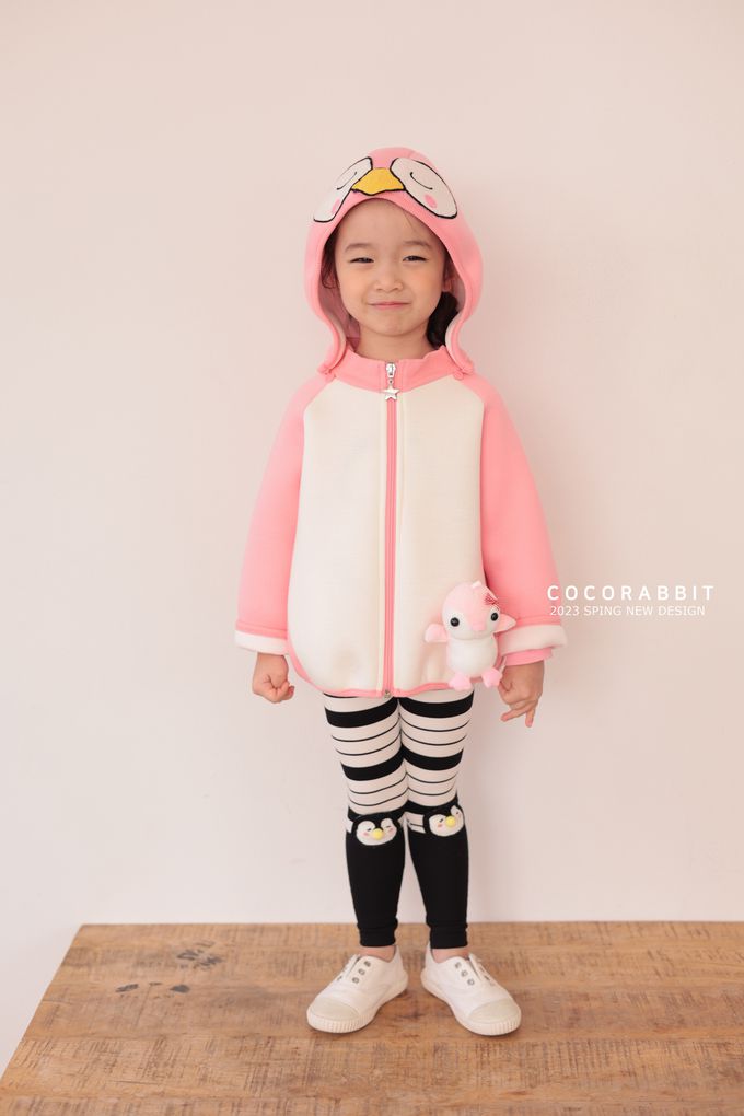 韓國 Coco rabbit - 閉眼企鵝可拆式連帽外套-黑