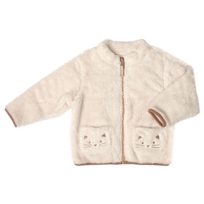 akachan honpo - 刷毛夾克-小貓口袋-象牙白色