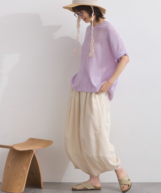 日本 Lupilien - 嫘縈混紡細緻羅紋圓領短袖上衣-橘