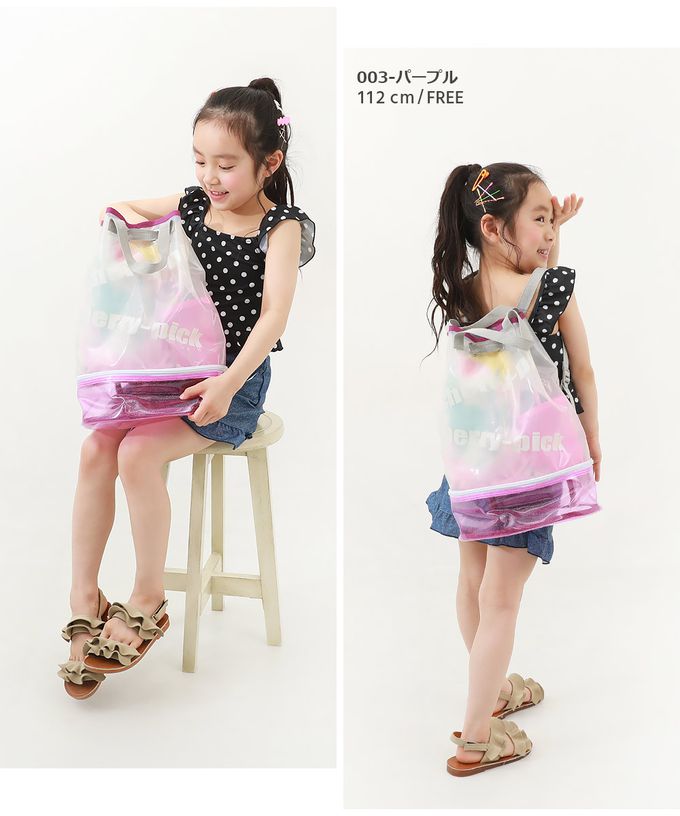 日本 devirock - 繽紛透亮防水分層便利游泳背包/水桶包-水藍 (40x26x16.5cm)