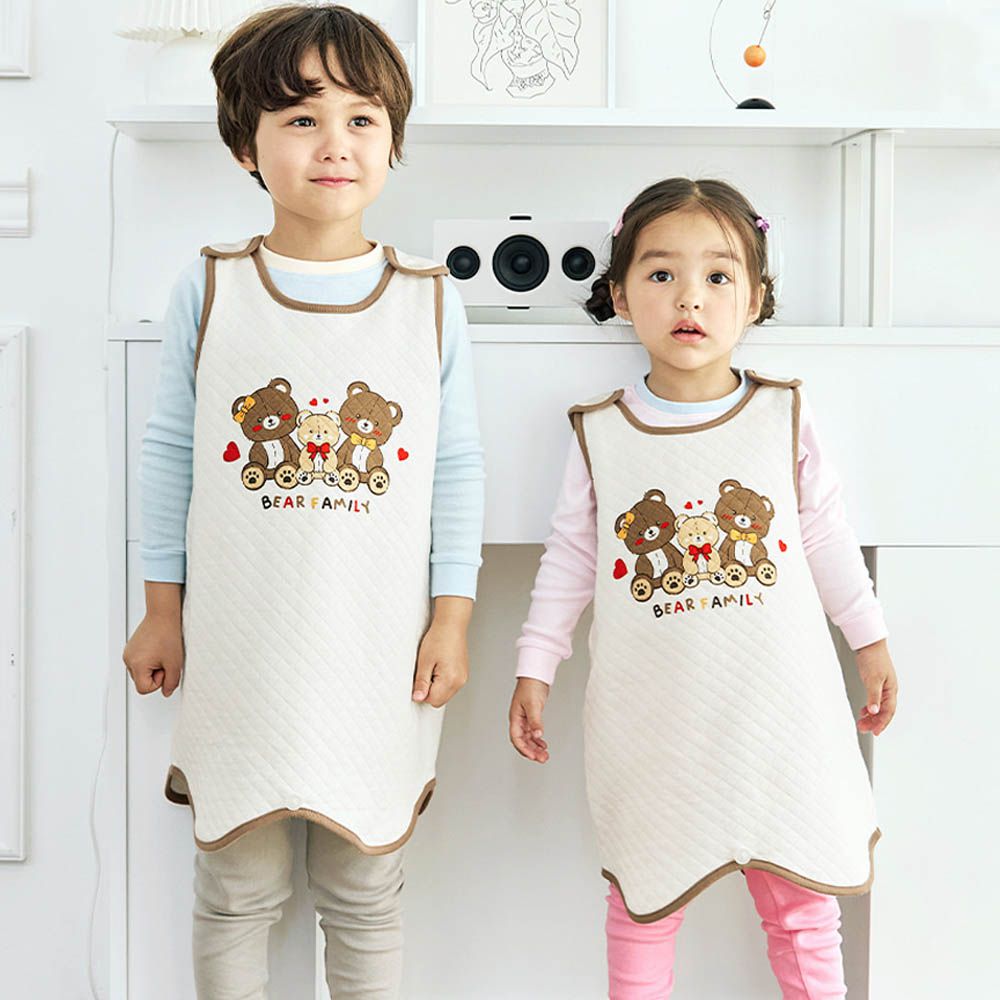 保暖三層絎縫棉防踢被-熊熊家族