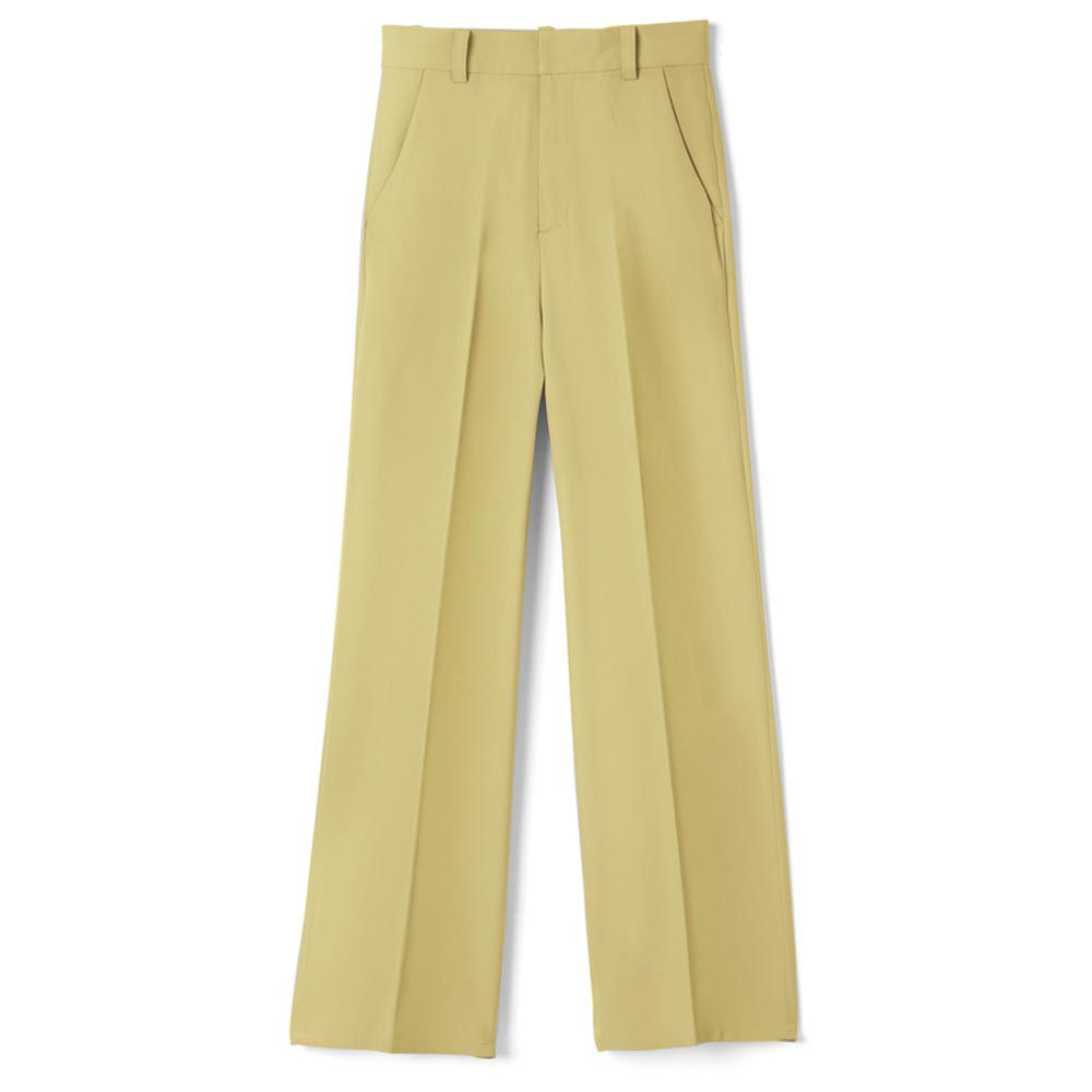 日本 GRL - 熱銷定番 修身打褶西裝寬褲-淺黃