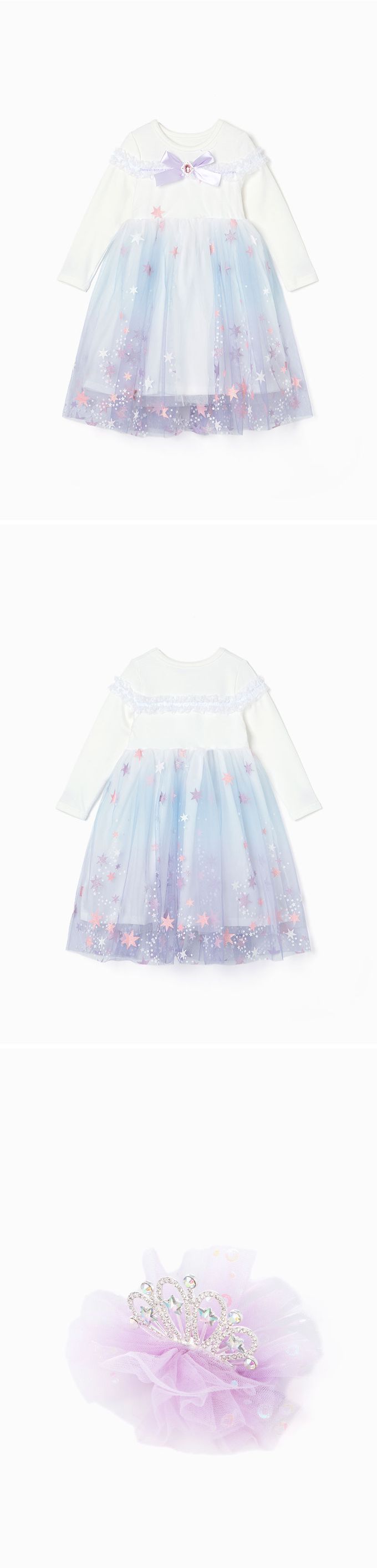 韓國 OZKIZ - (附髮飾)寶石蝶結裝飾夢幻網紗洋裝