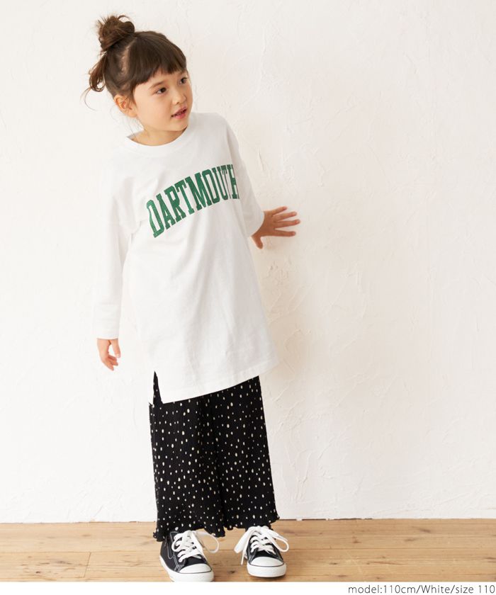 日本 COCA - 純棉英文印花長袖洋裝-小孩-白