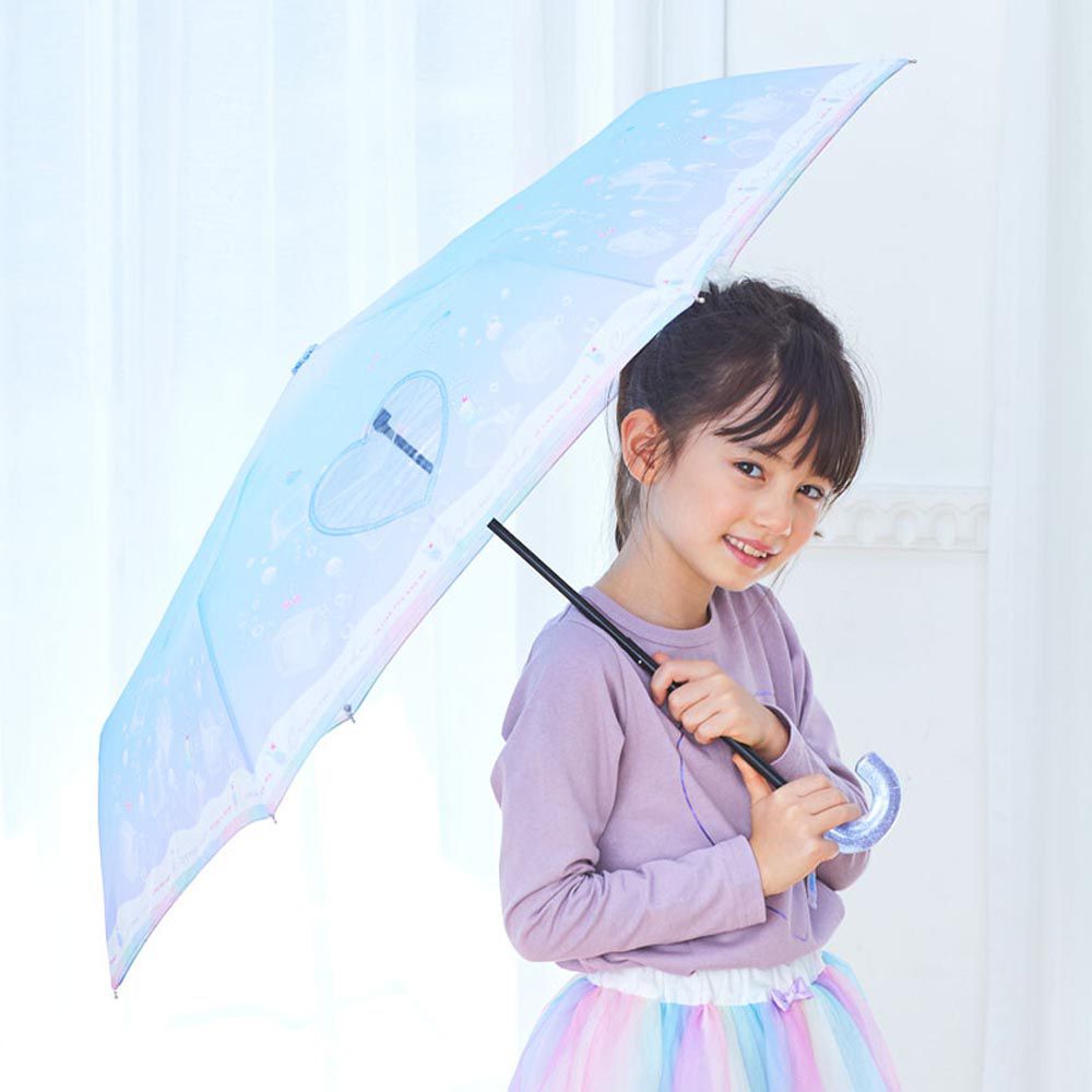 日本中谷 - 輕量透明窗兒童雨傘/折疊傘-冰淇淋蘇打-水藍 (50cm(身高115-125cm))