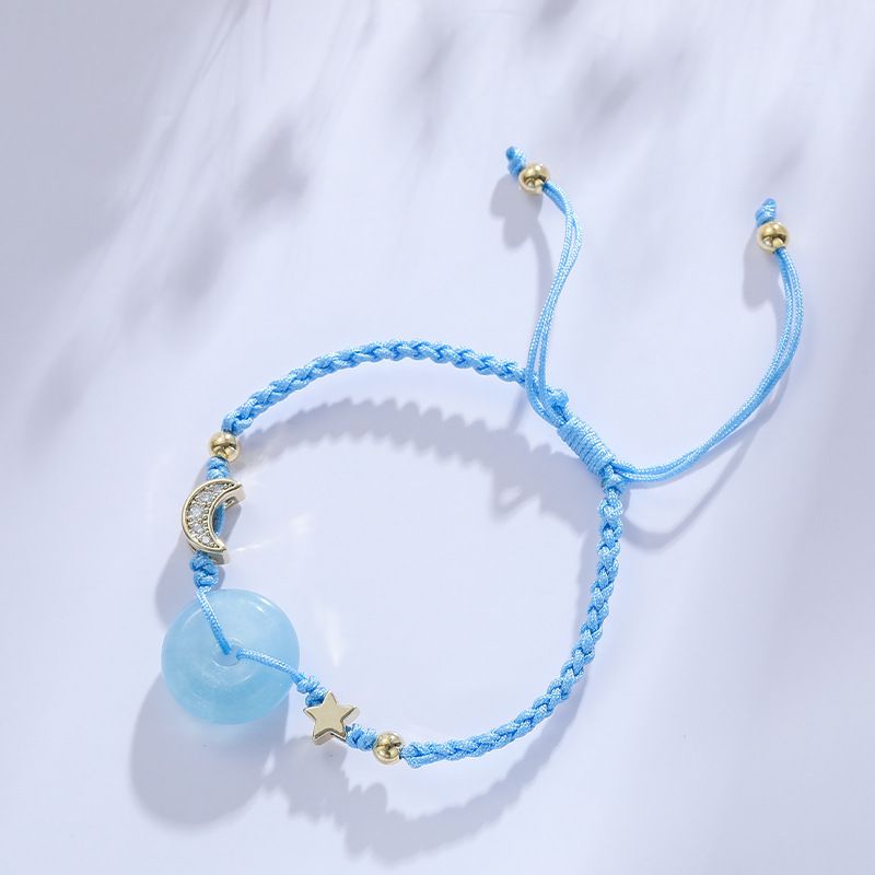 手工編織海藍寶水晶手鏈 (14-19cm)