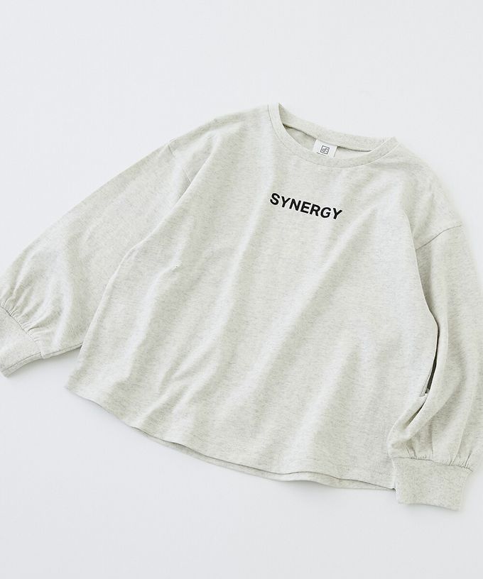 日本 devirock - 100%棉 定番女孩印花長袖上衣-胸前LOGO-煙燻粉