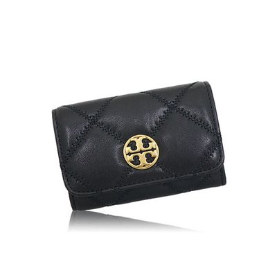 TORY BURCH - 菱格紋鑰匙卡夾包 (黑色)