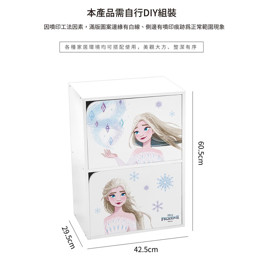 迪士尼 Disney【冰雪奇緣艾莎】雙層收納櫃 雙層二門櫃雙層櫃 收納櫃 木櫃 書櫃