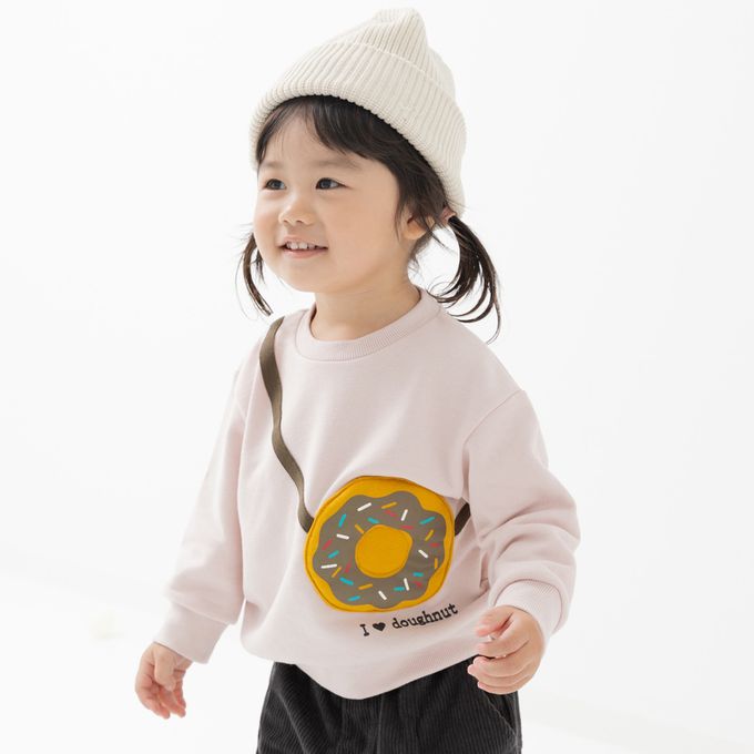 日本 Chil2 - 可愛側口袋裏毛長袖上衣-恐龍-米黃