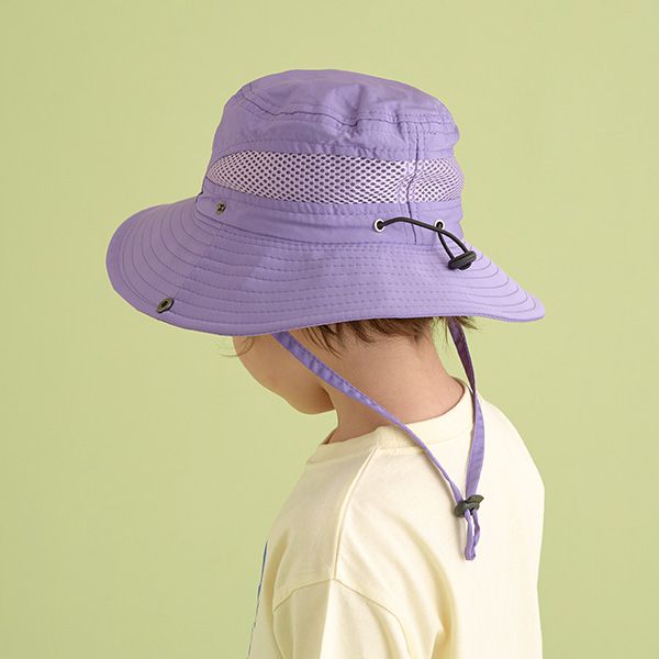 日本 b-ROOM - 抗UV側邊網眼百搭遮陽帽-淺灰 (50-54cm)