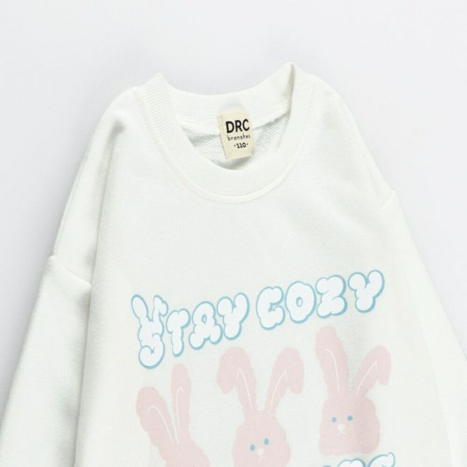 日本 BRANSHES - 可愛女孩印花縮口長袖上衣-草莓蛋糕-粉紅