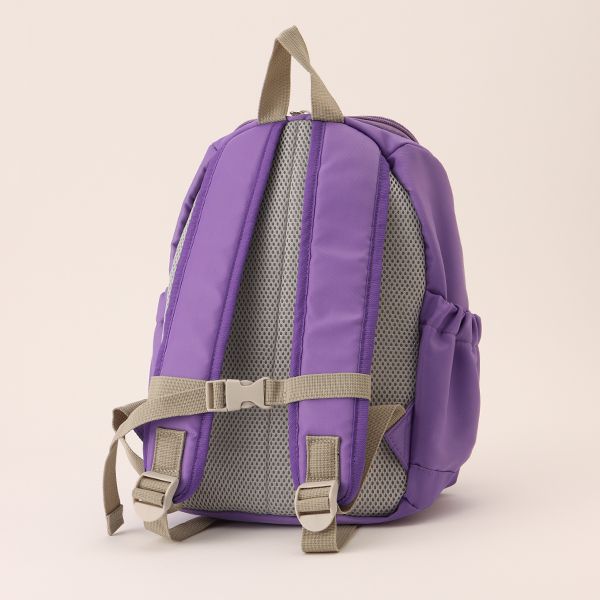 日本 petit main - 潑水加工硬挺帆布透氣背包-灰綠 (F)