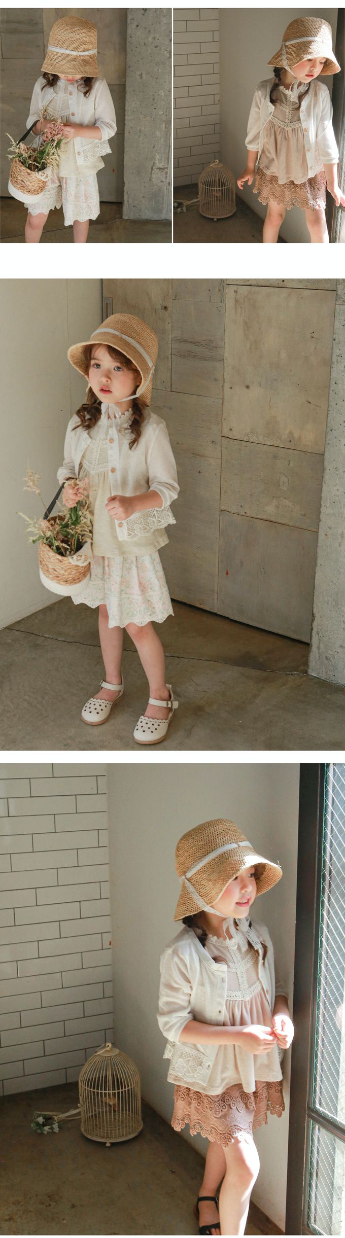 韓國 Puellaflo - 雕花七分袖針織外套-燕麥