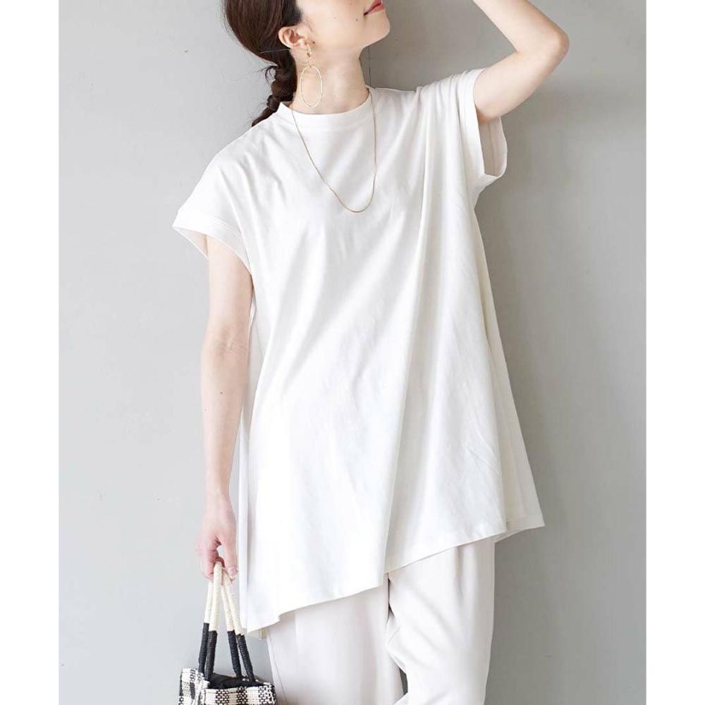 日本 zootie - 純棉A字修身短袖上衣-白色 (M)