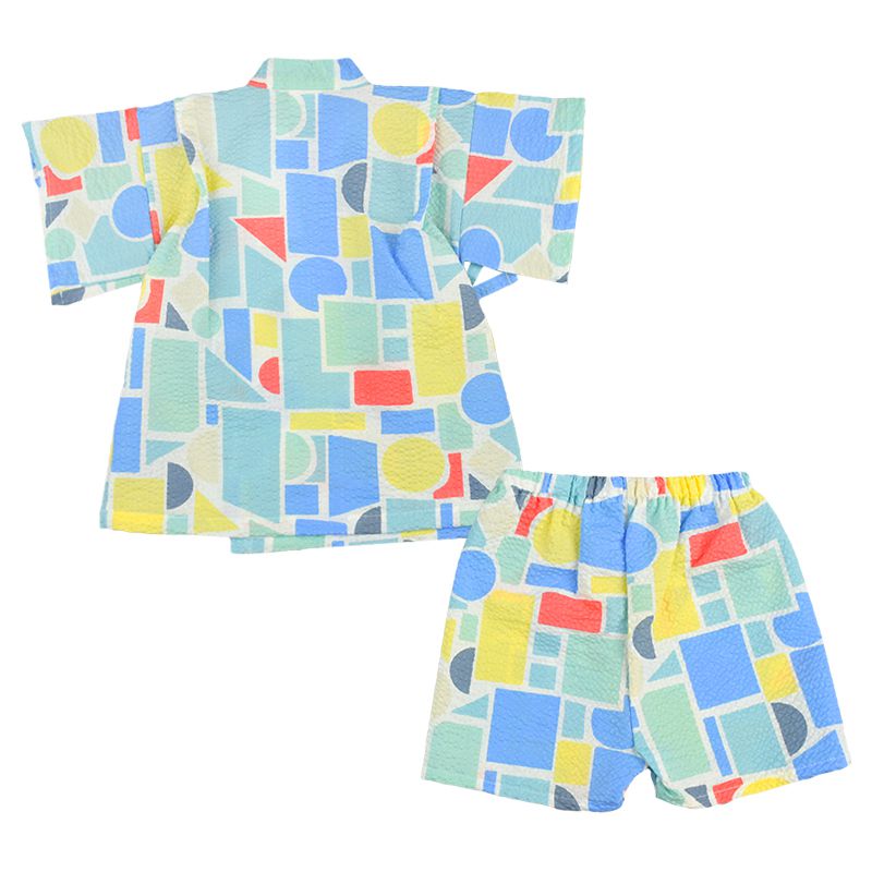 akachan honpo - 兩件式甚平-幾何圖案-藍色