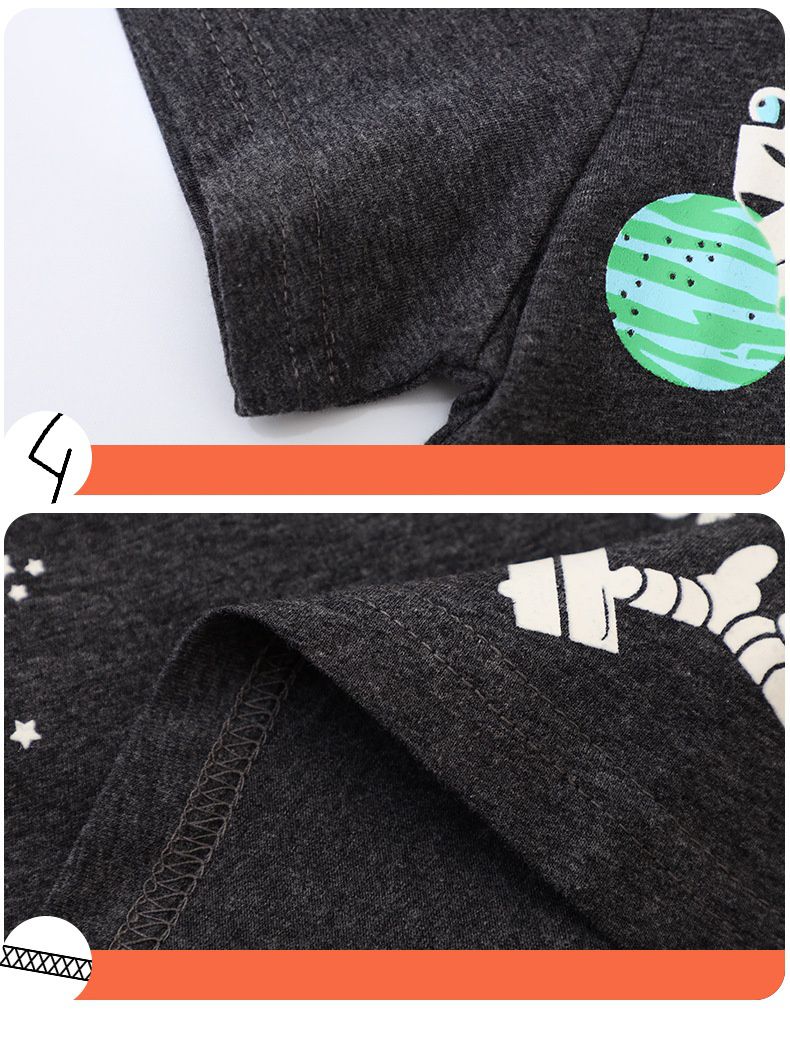 Jumping meters - 夜光圓領短袖上衣-太空遨遊-黑色