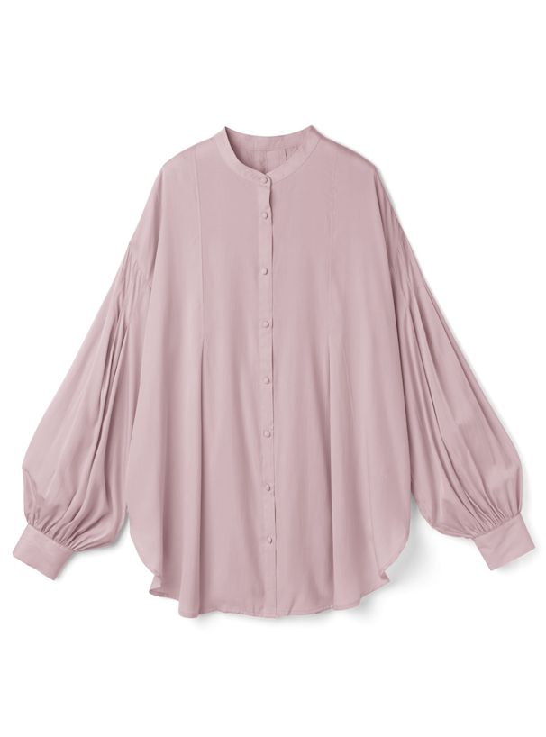 日本 GRL - 飄逸柔軟澎澎袖長版襯衫-奶油黃 (F)