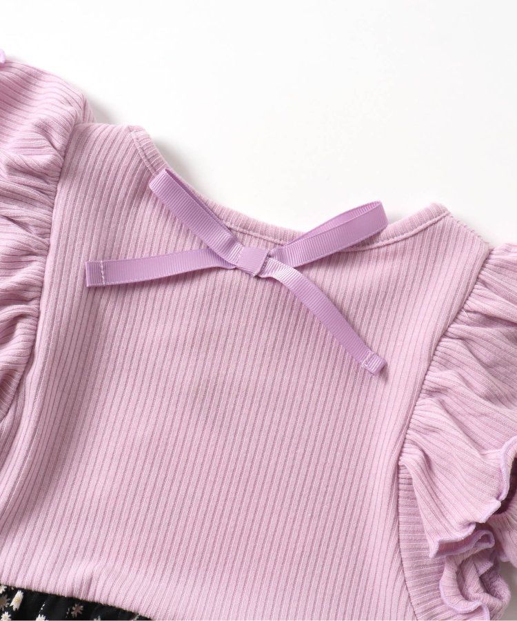 日本 apres les cours - 蓬鬆荷葉邊小露肩洋裝-向日葵-水藍x白