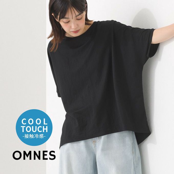 日本 OMNES - 接觸冷感 嫘縈休閒廓形短袖上衣-海軍藍