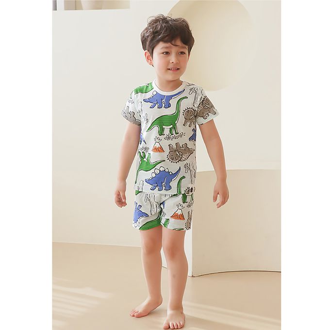 正韓 VOVO - 超優質嬰幼兒/兒童短袖100% 有機純棉家居服/睡衣-恐龍樂園