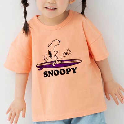 日本 Chil2 - SNOOPY限定短袖上衣-一起衝浪-亮橘