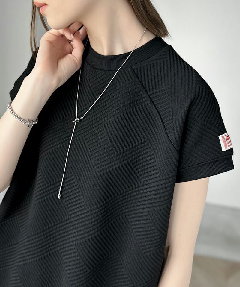 日本 Classical Elf - 個性幾何紋顯瘦法式袖上衣-經典黑