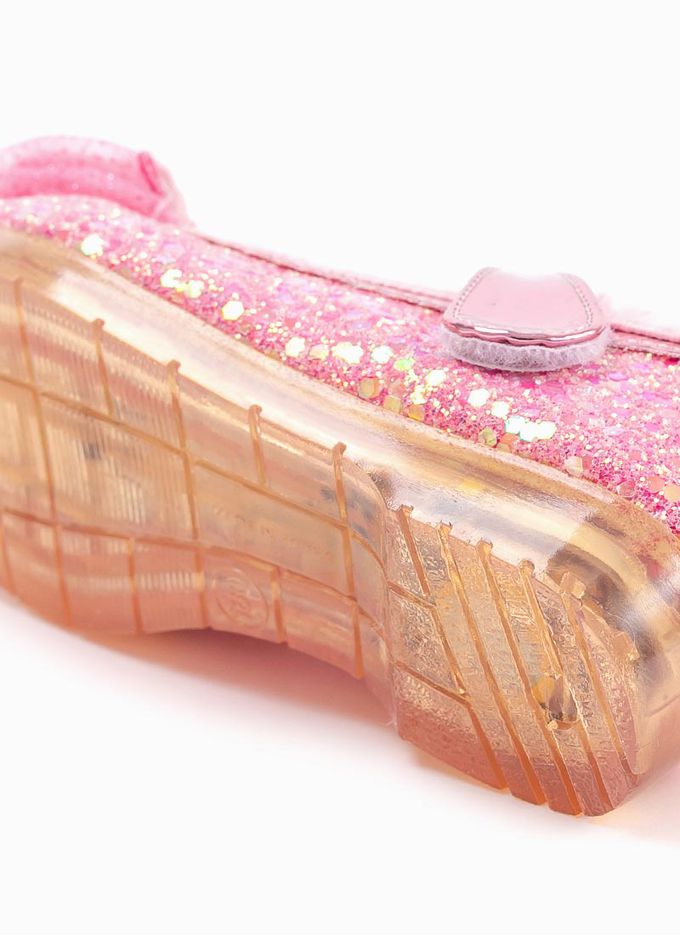 韓國 OZKIZ - (LED)愛心鑽亮片刷毛矮跟皮鞋-紫