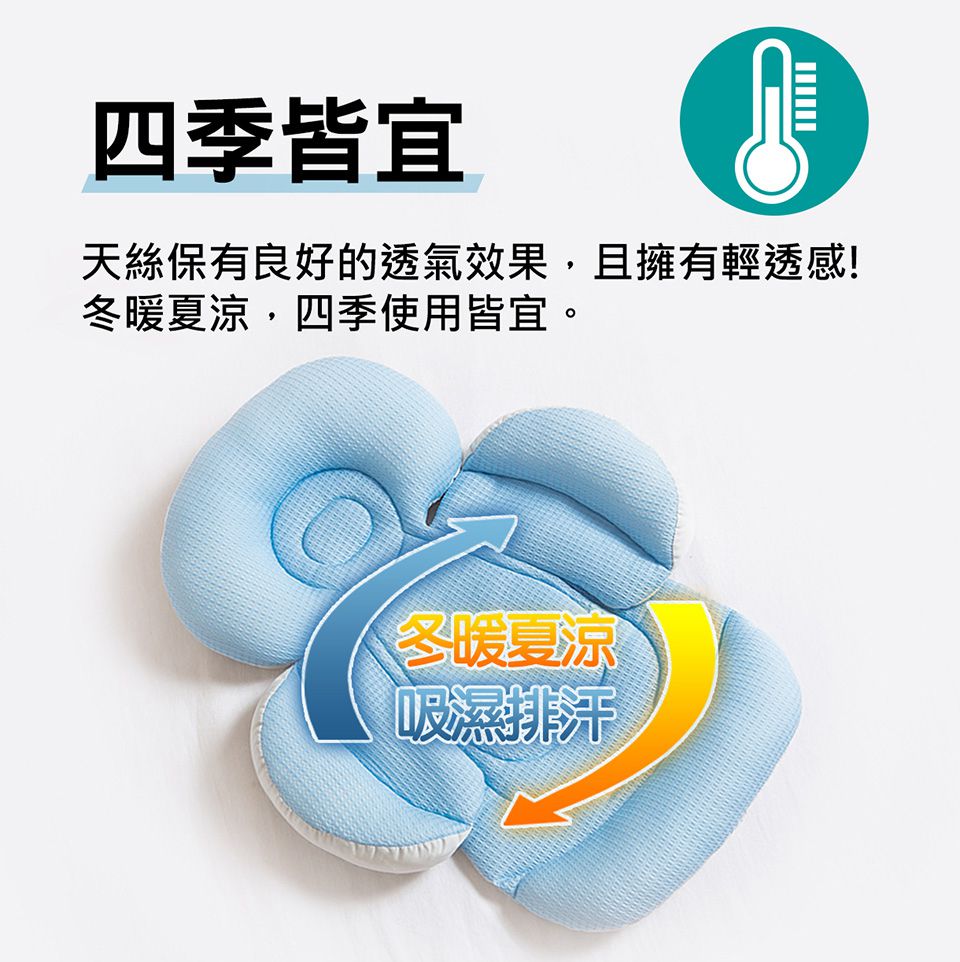 air cossi - 超透氣抗菌天絲坐墊-頭頸支撐款4m-3y-綁帶款-清新綠 (67x32cm)