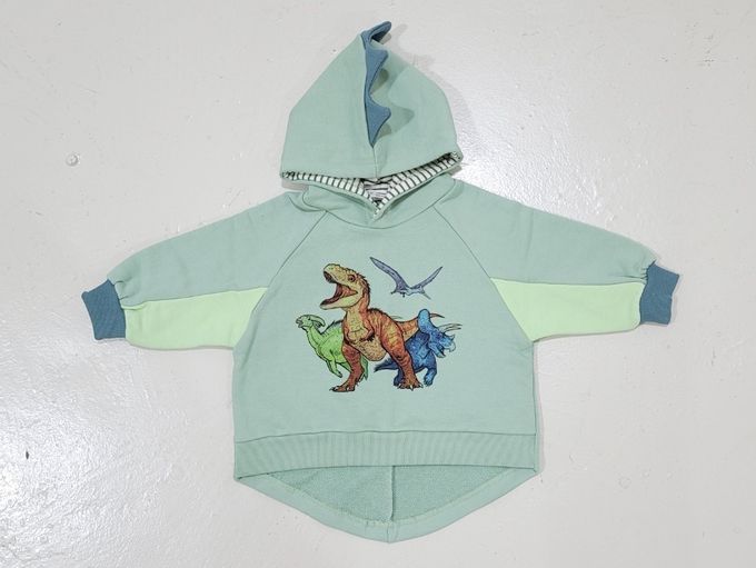 韓國 Mimico - 恐龍樂園立體裝飾連帽上衣-卡其