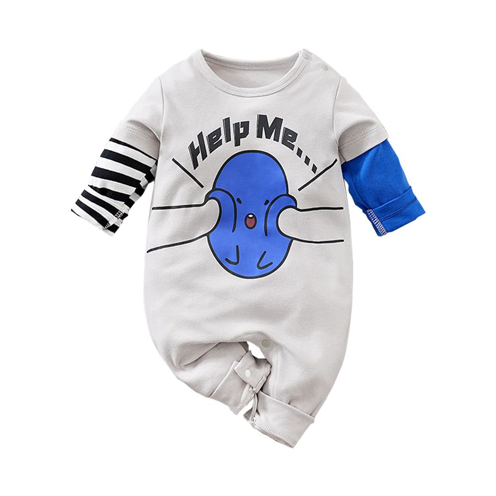 嬰兒長袖連身衣 秋冬造型 可愛包屁衣-小藍豆