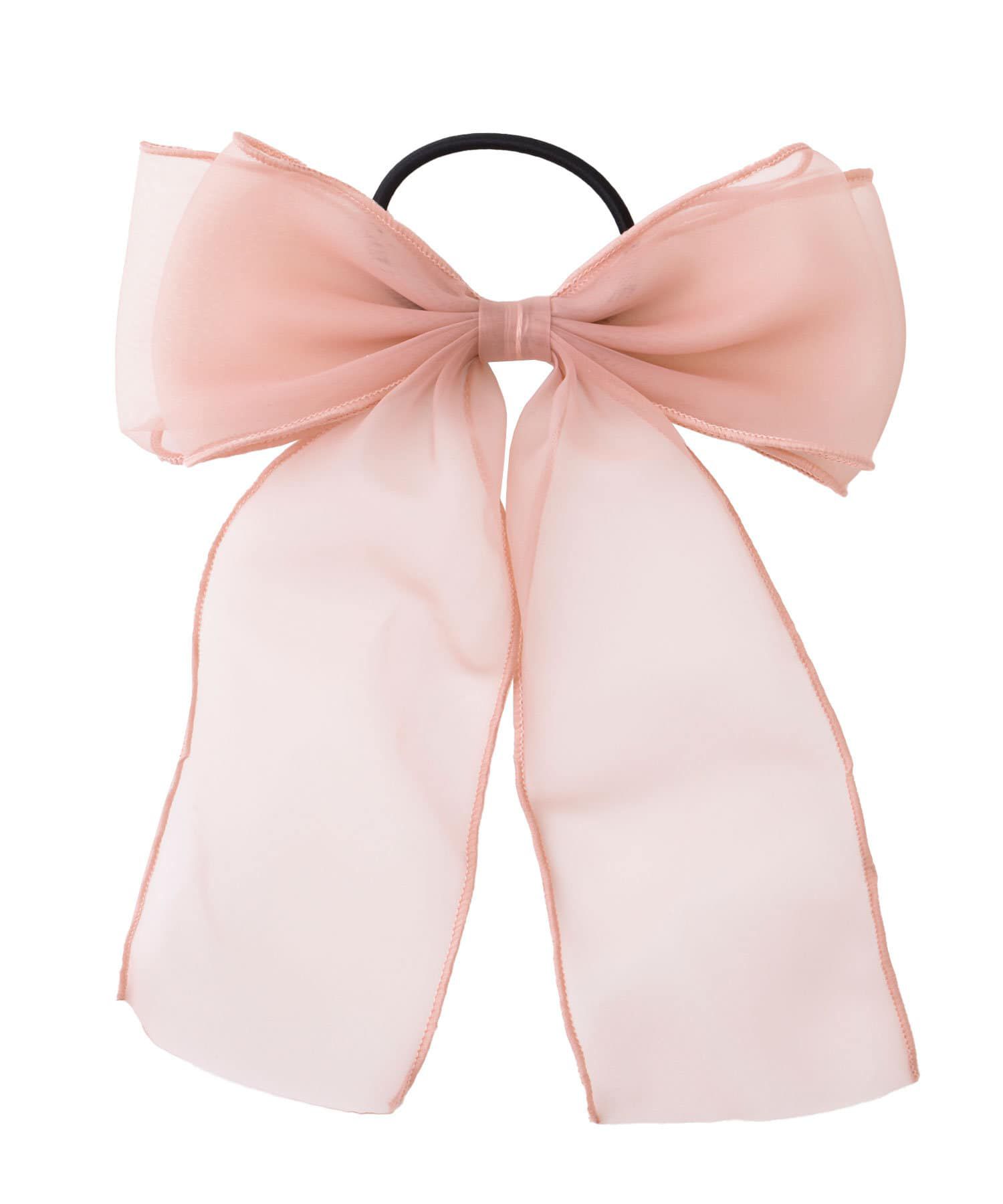 日本 Lattice - 夢幻薄紗蝴蝶結髮圈-珊瑚粉