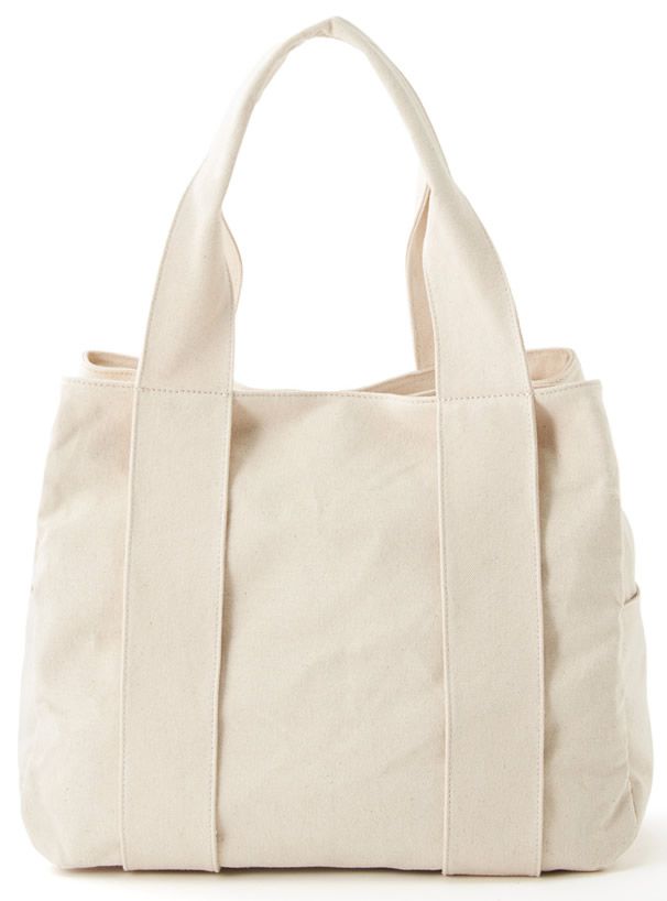 日本 GRL - 大容量多夾層帆布肩背包/托特包-米杏 (F)